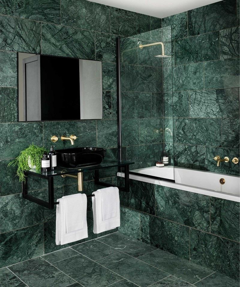 emerald marble tiles bathroom