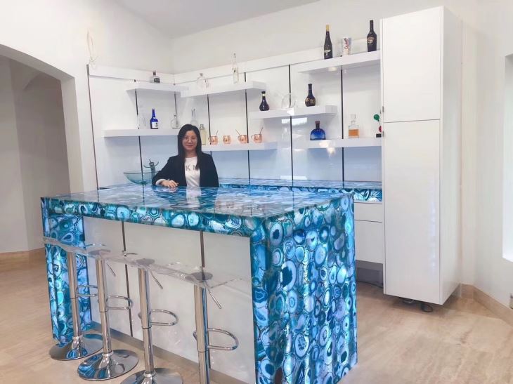 Blue Agate Onyx For Bar