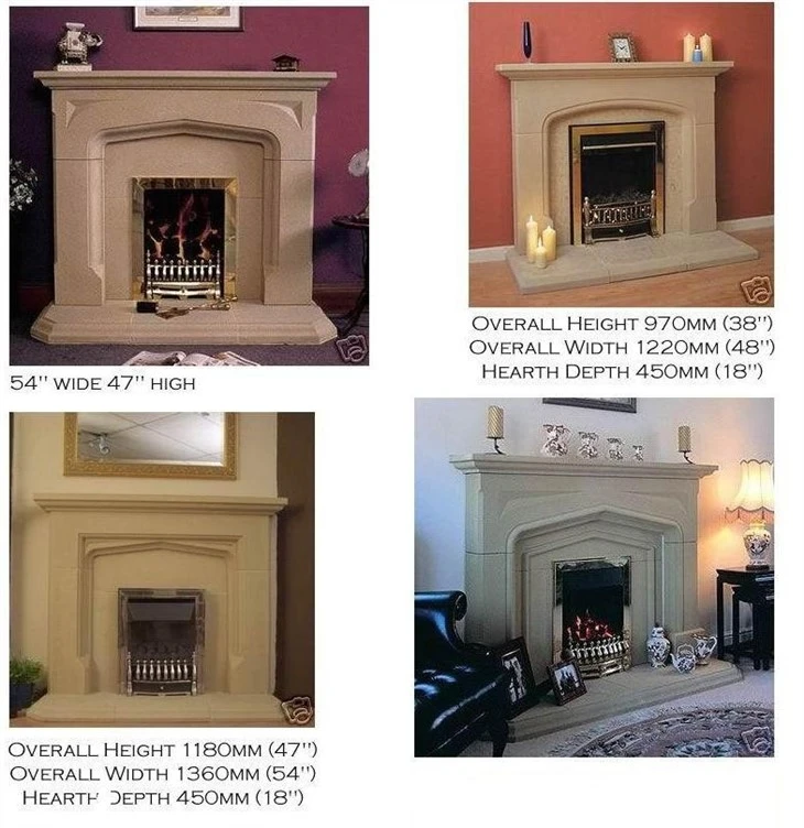 Hand Carved White Marble Cultured Stone Fireplace Mantel Surround